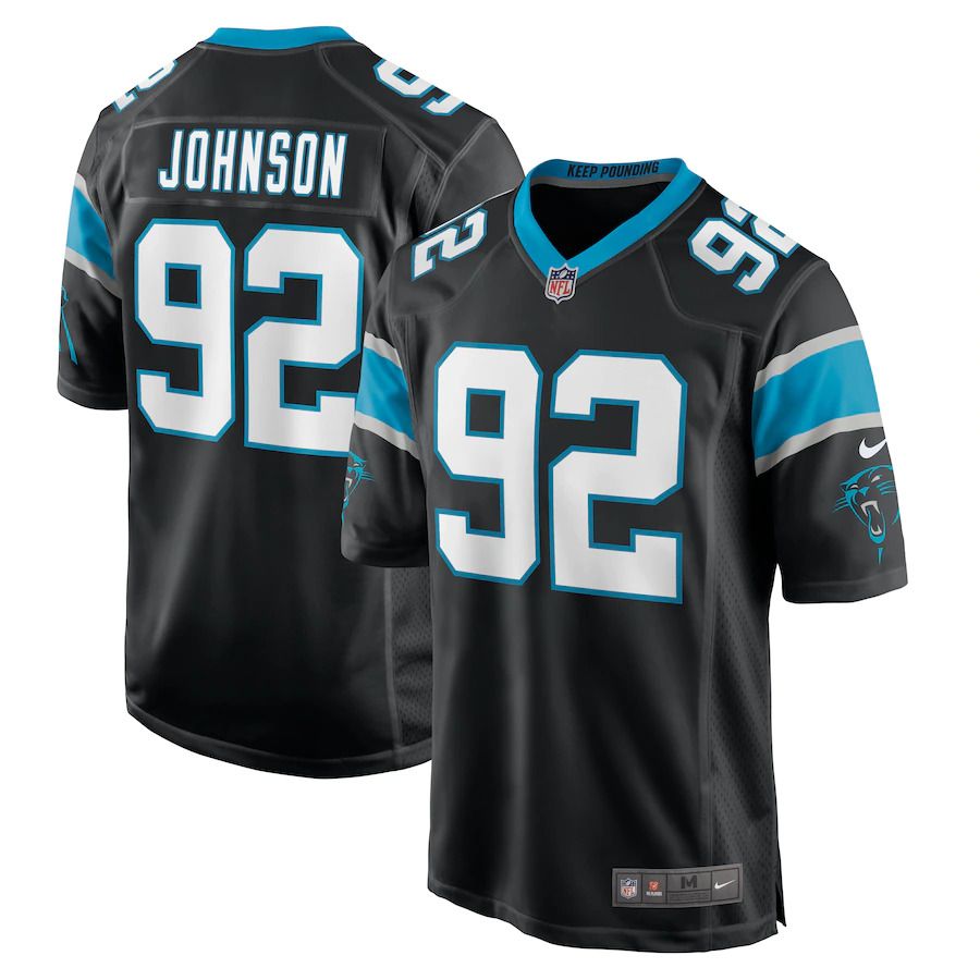 Men Carolina Panthers #92 Darryl Johnson Nike Black Game NFL Jersey